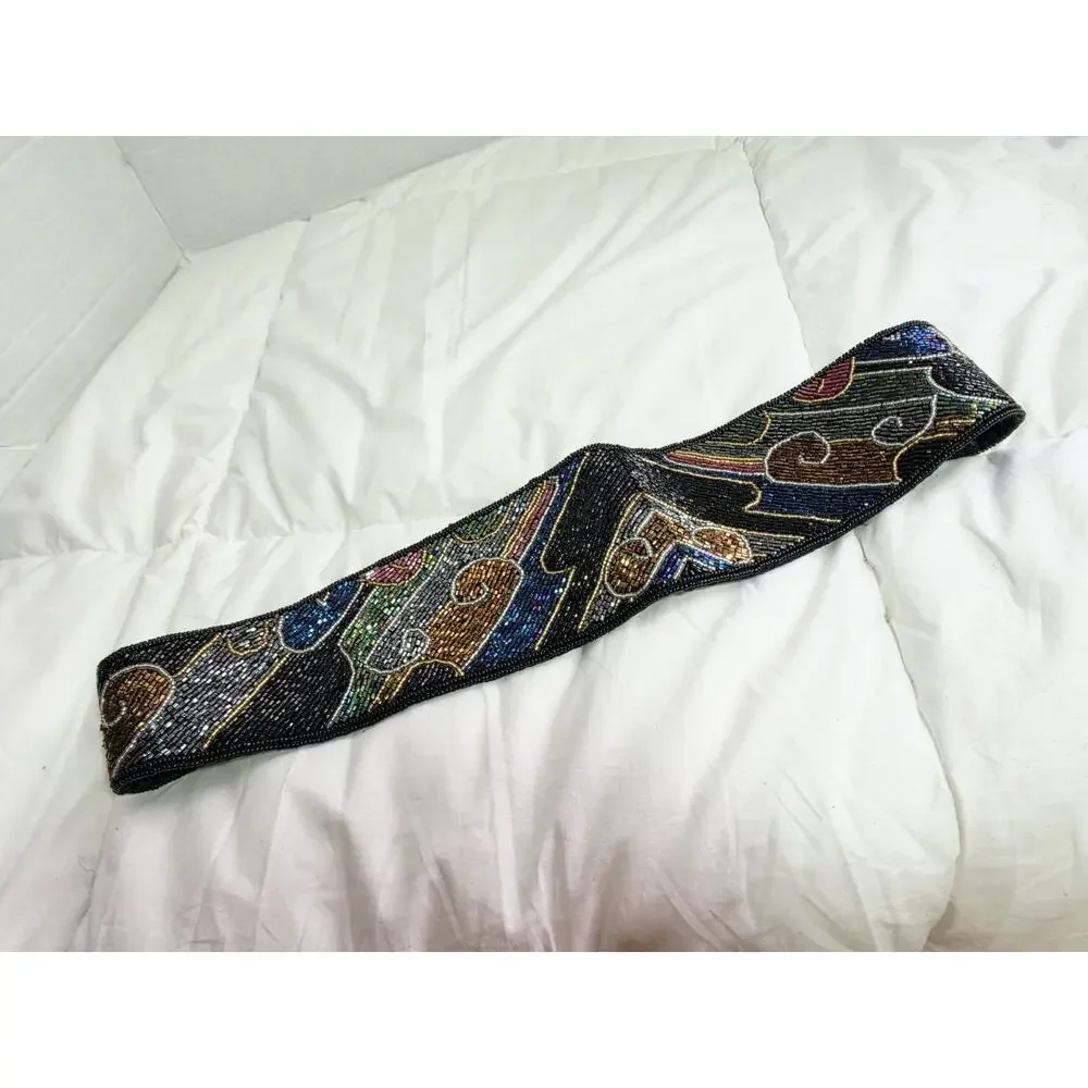 Vtg Hand Made Heavy Beaded Belt NEW Boho Evening 33' Long Retro 90's Y2k Festivl